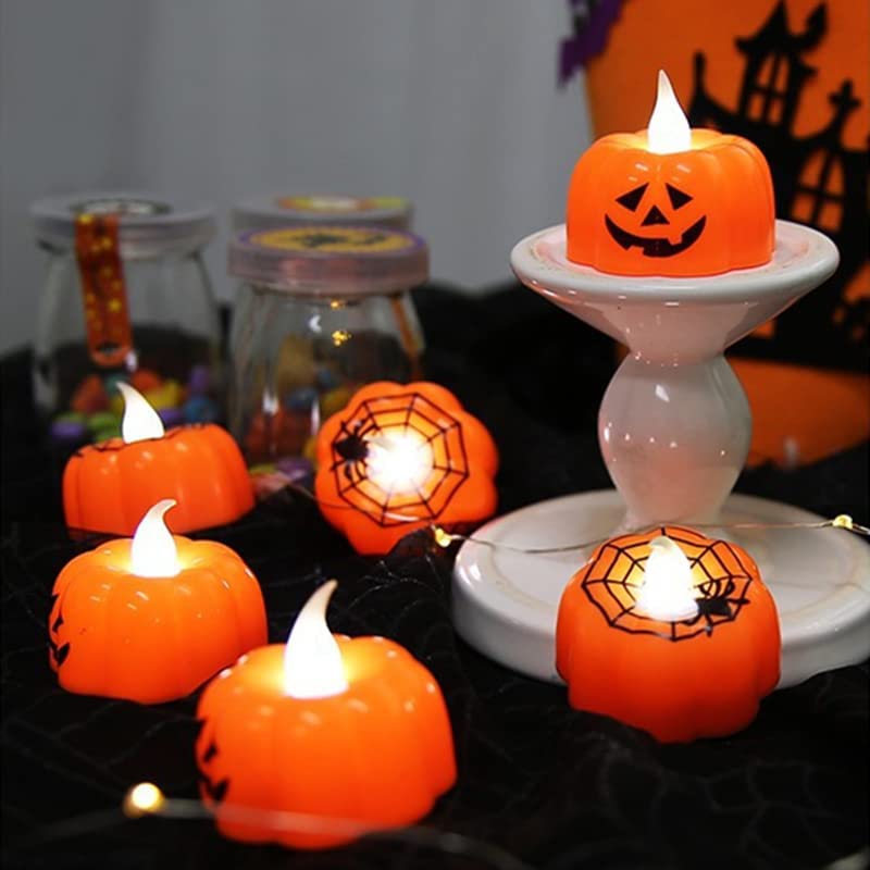 Pumpkin LED Tealights, Flameless and Flickering, Pack of 3 - image 2