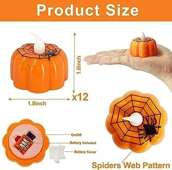 Pumpkin LED Tealights, Flameless and Flickering, Pack of 3 - image 3