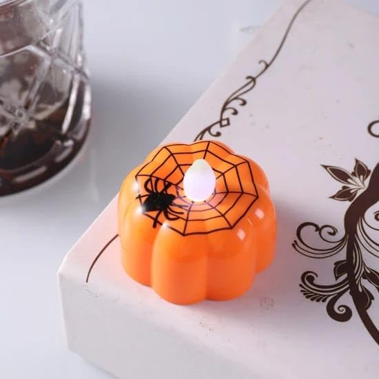 Pumpkin LED Tealights, Flameless and Flickering, Pack of 3 - image 5