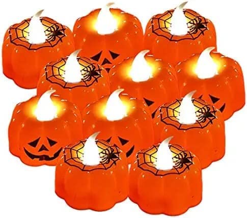 Pumpkin LED Tealights, Flameless and Flickering, Pack of 3 - image 6