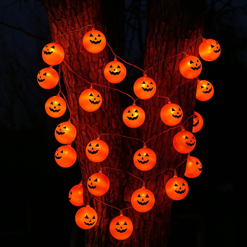 Pumpkin Ball LED String Lights with 8 Modes, 9.97 ft - image 1