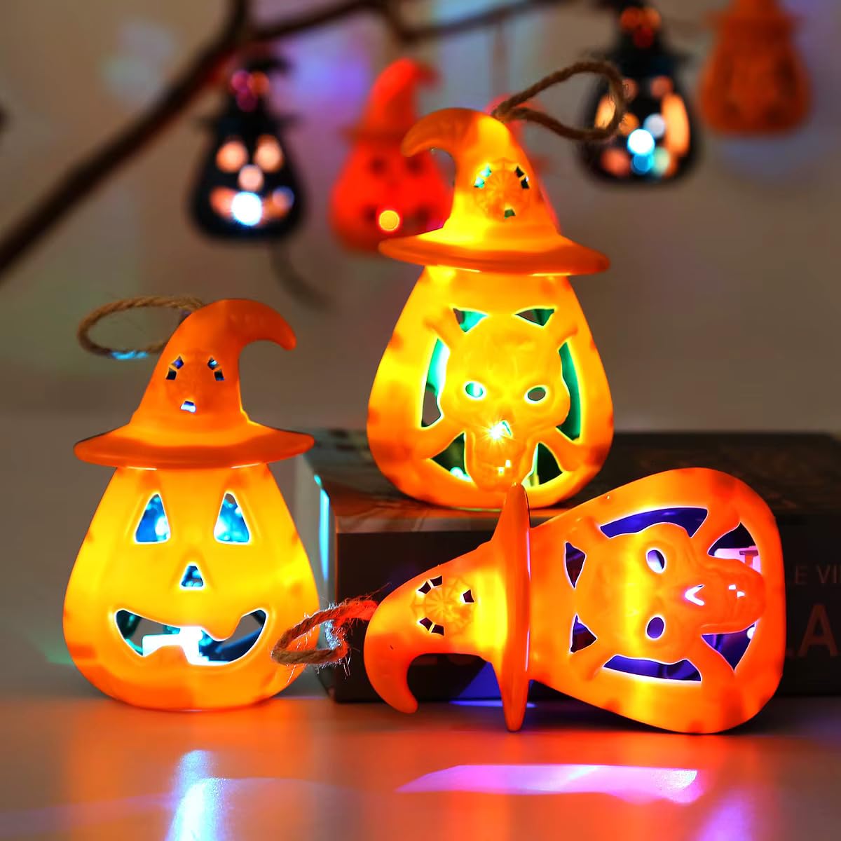 Halloween Pumpkin LED Lights, Flameless, Pack of 2 - image 3