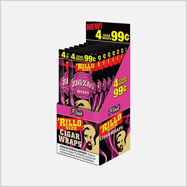 Zig Zag Rillo Size Pink Wraps 60CT