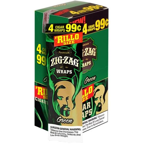 Zig Zag Rillo Size Cigar Wraps Green