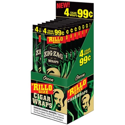 Zig Zag Rillo Size Cigar Wraps Green