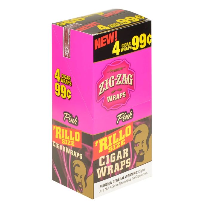 Zig Zag Rillo Size Pink Wraps 60CT